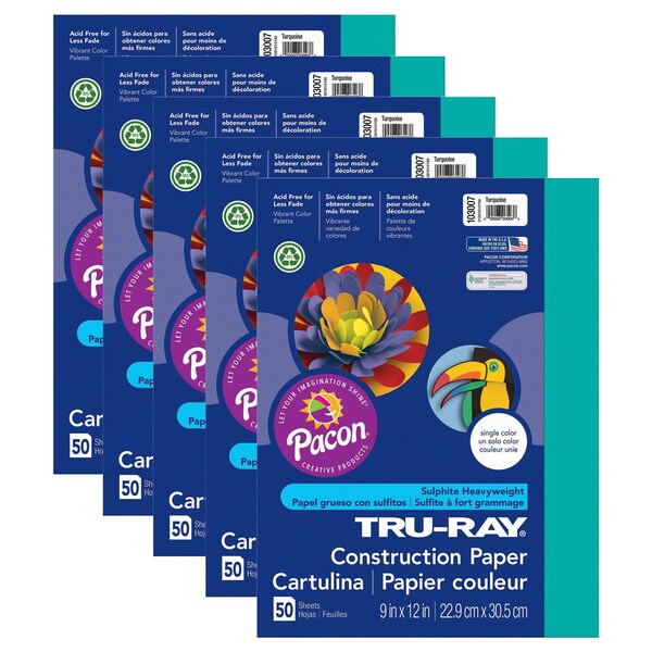 Tru-Ray Construction Paper, Turquoise, 9x12in, PK250